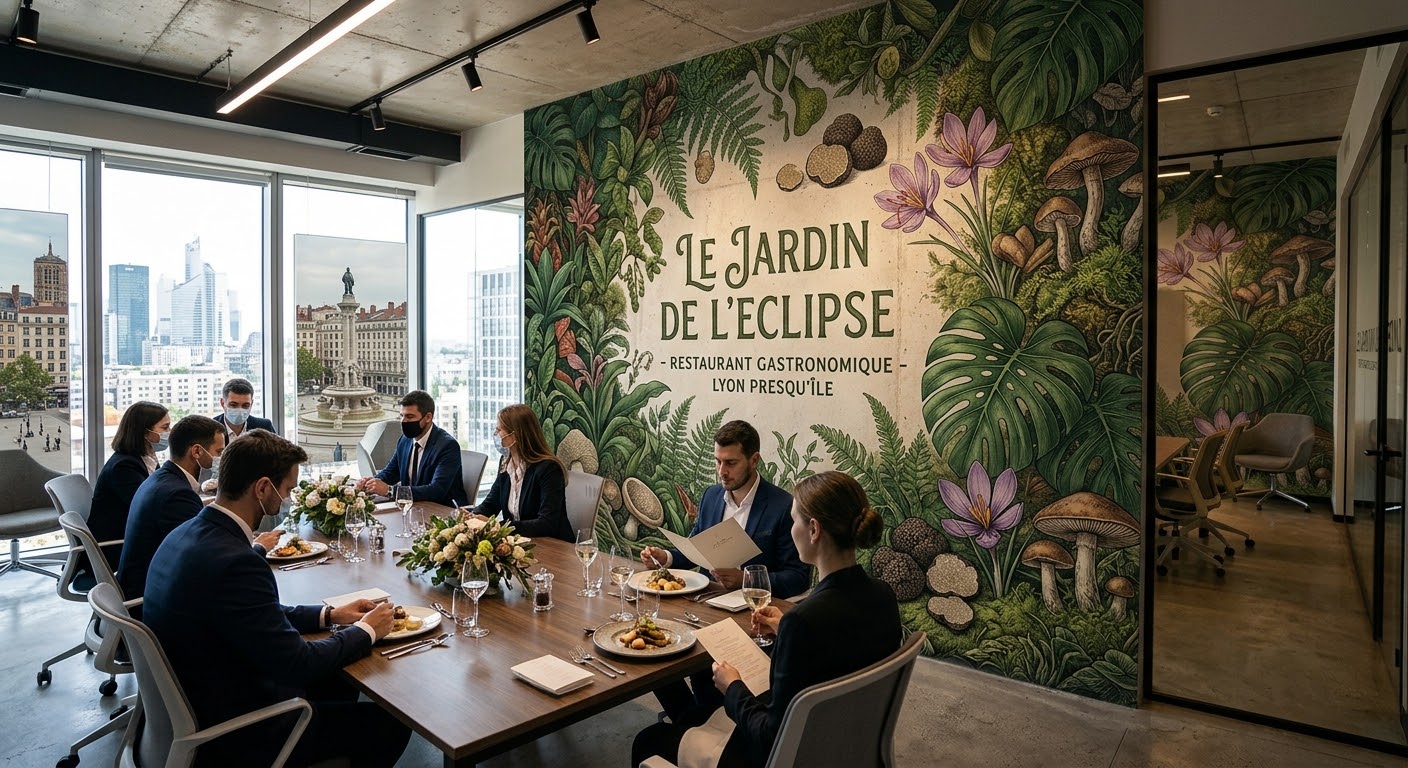 Fresque murale végétale pour restaurant gastronomique